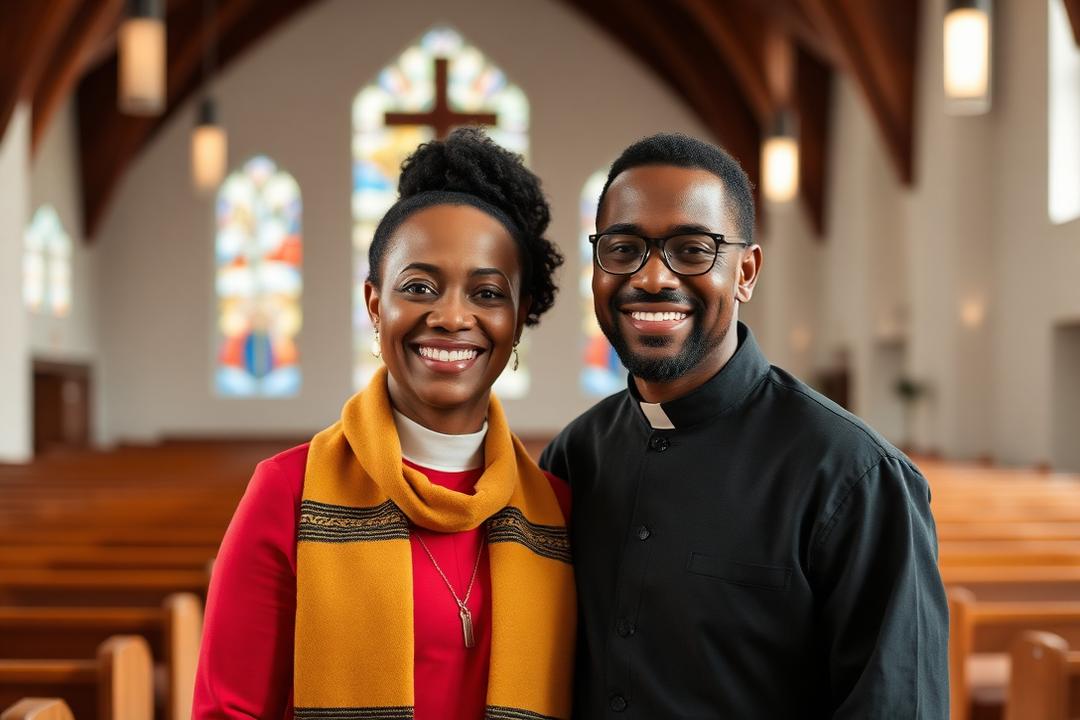Pastors of Bibleway Transition Church standing in the sanctuary