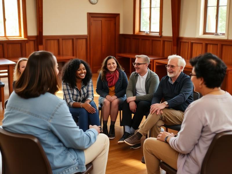 Church members greeting one another